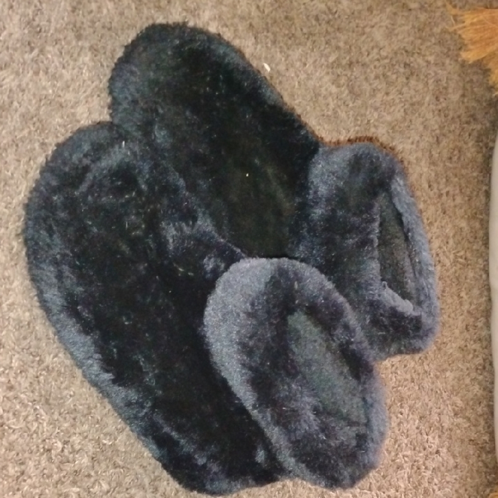 Charlotte Russe Black Fuzzy Slippers